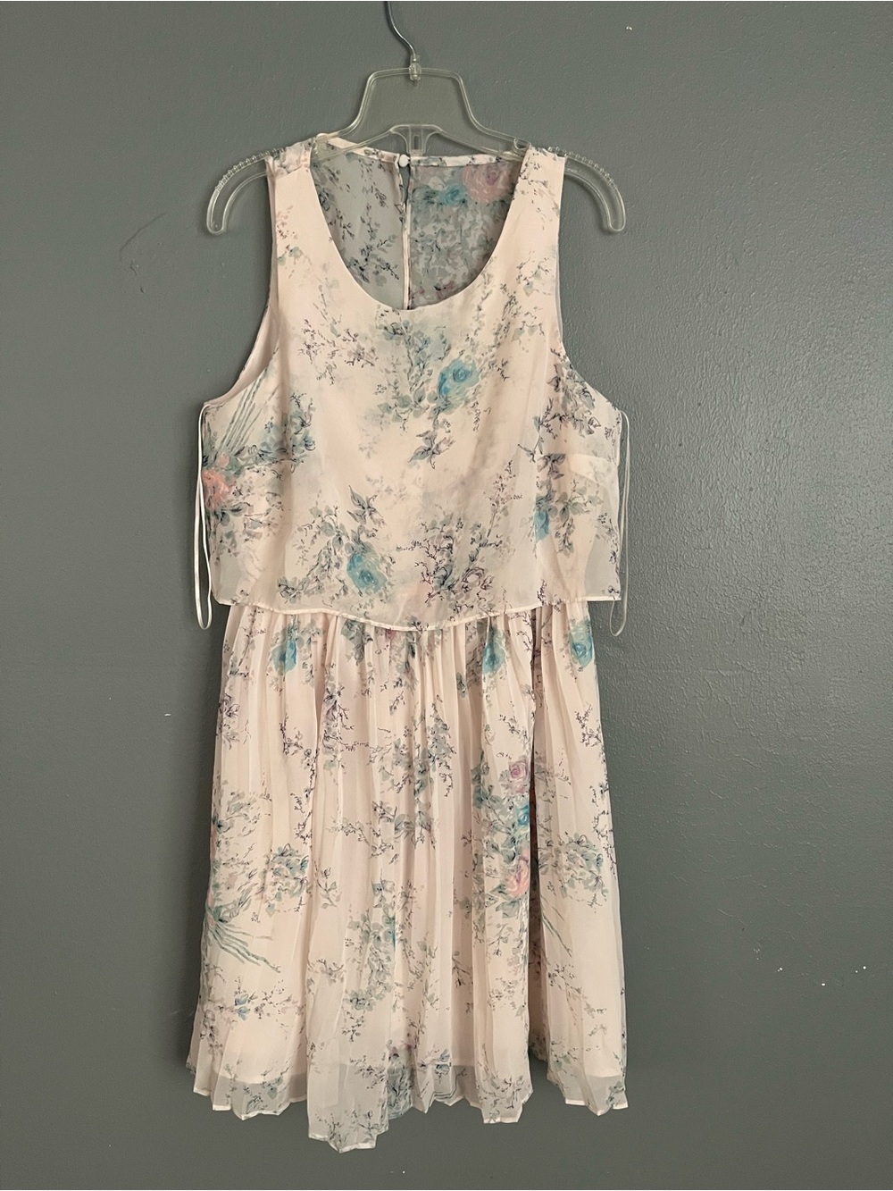 LC Lauren Conrad Blush Floral Chiffon Mini Dress